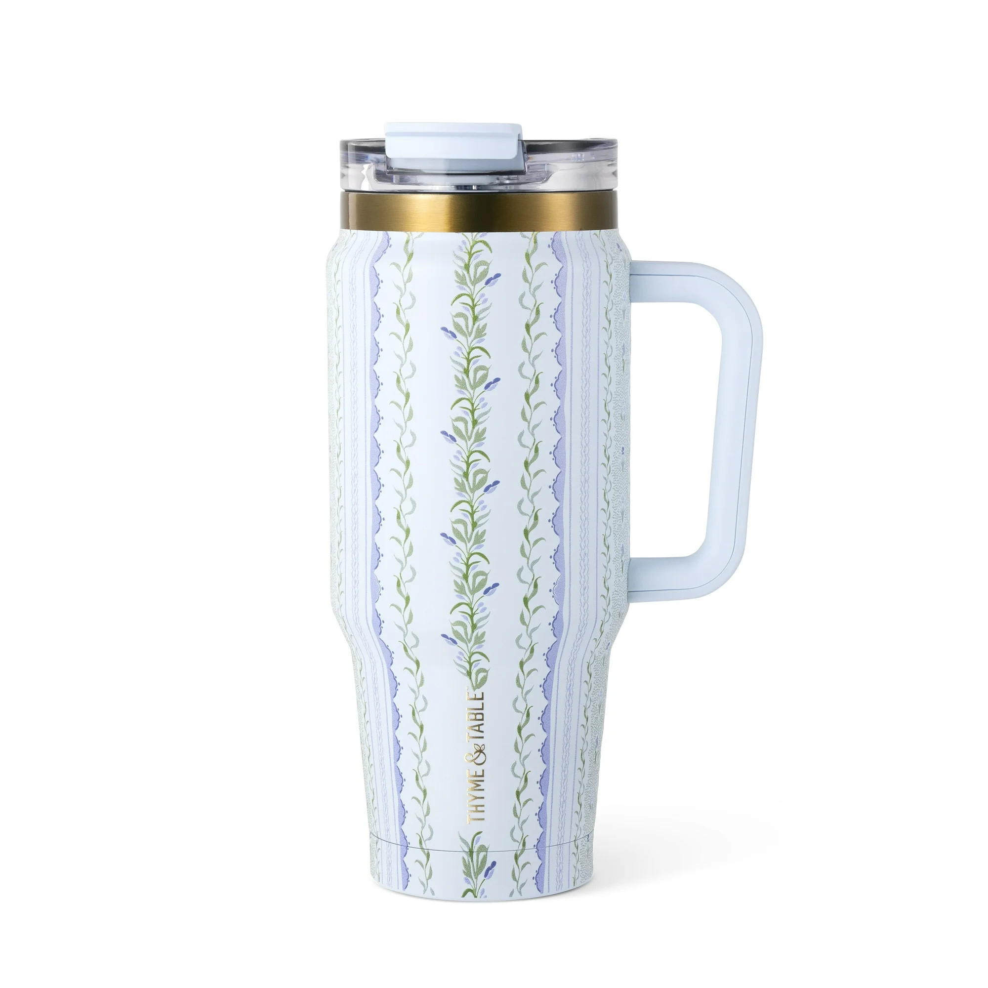 Thyme & Table 32oz Stainless Steel Luna Tumbler with Handle and Dual Straw Lid, Botanical | Walmart (US)