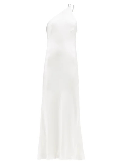Galvan - Ibiza One-shoulder Silk-satin Midi Dress - Womens - White | Matches (UK)