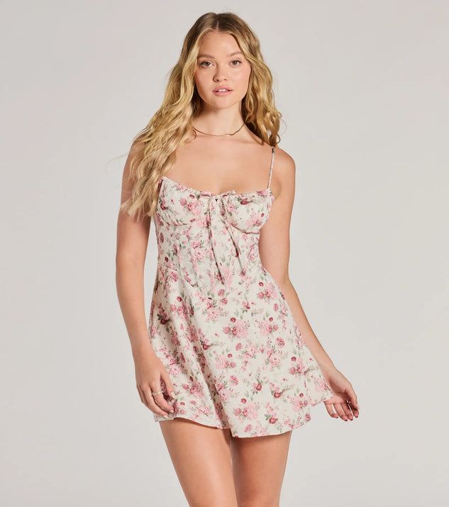 Marvelous Blooms Lace-Up Corset Floral Skater Dress | Windsor Stores