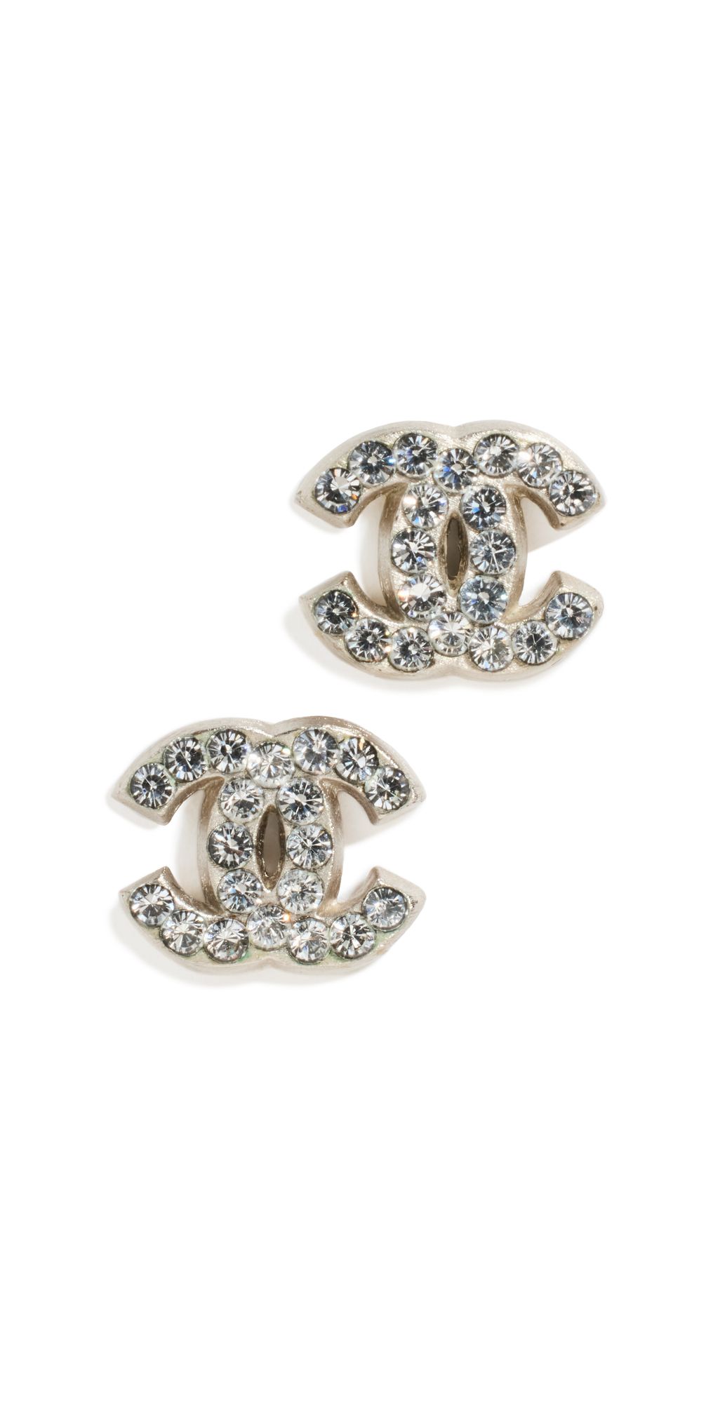 Shopbop Archive Chanel Crystal Flat Cc Stud Earrings | Shopbop