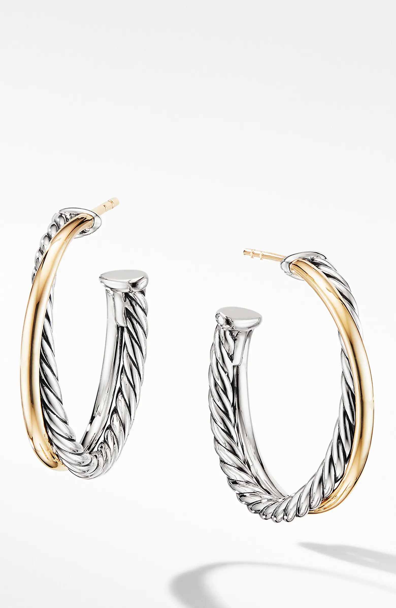 Crossover Medium Hoop Earrings with 18K Yellow Gold | Nordstrom