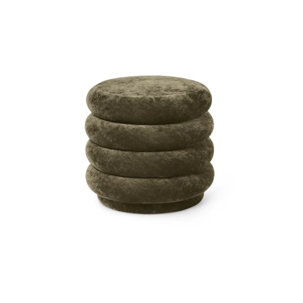 Round Green Velvet Vanity Stool in Piled-up Design | Homary | Homary