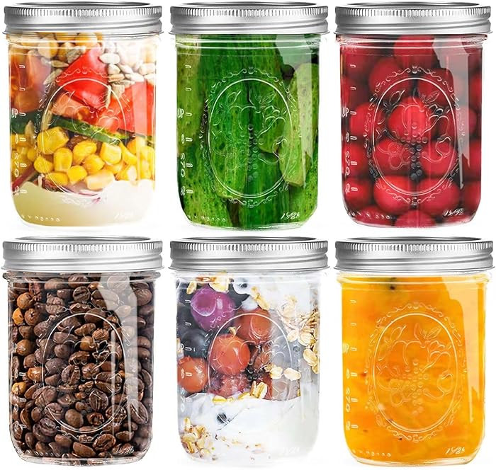 Wide Mouth Mason Jars 16 oz with Lids [6 Pack] | Amazon (US)
