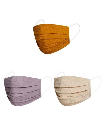 3pcs Solid Face Mask | SHEIN