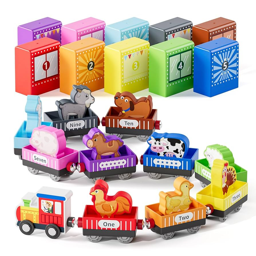 Wooden Animal Toy Train Set,Toddlers Toys for 1-3,Montessori Toys for Toddlers，Magnetic Train T... | Amazon (US)