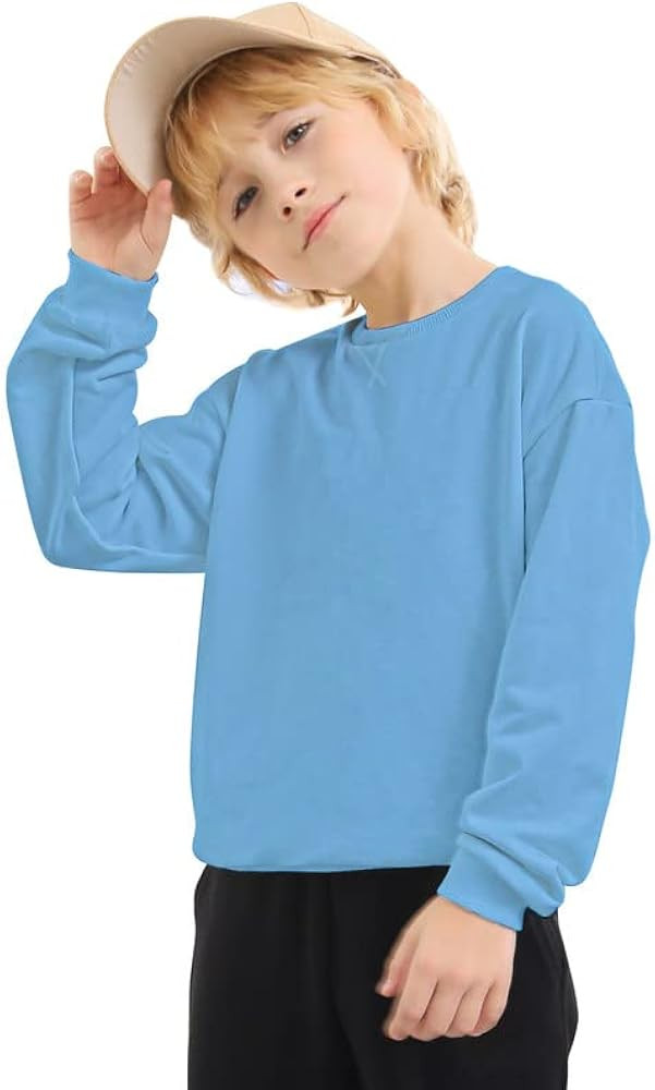 Kids Fleece Sweatshirts Soft Cotton Warm Crewneck Shirt Long Sleeve Pullover Sweatshirts for Boys... | Amazon (US)