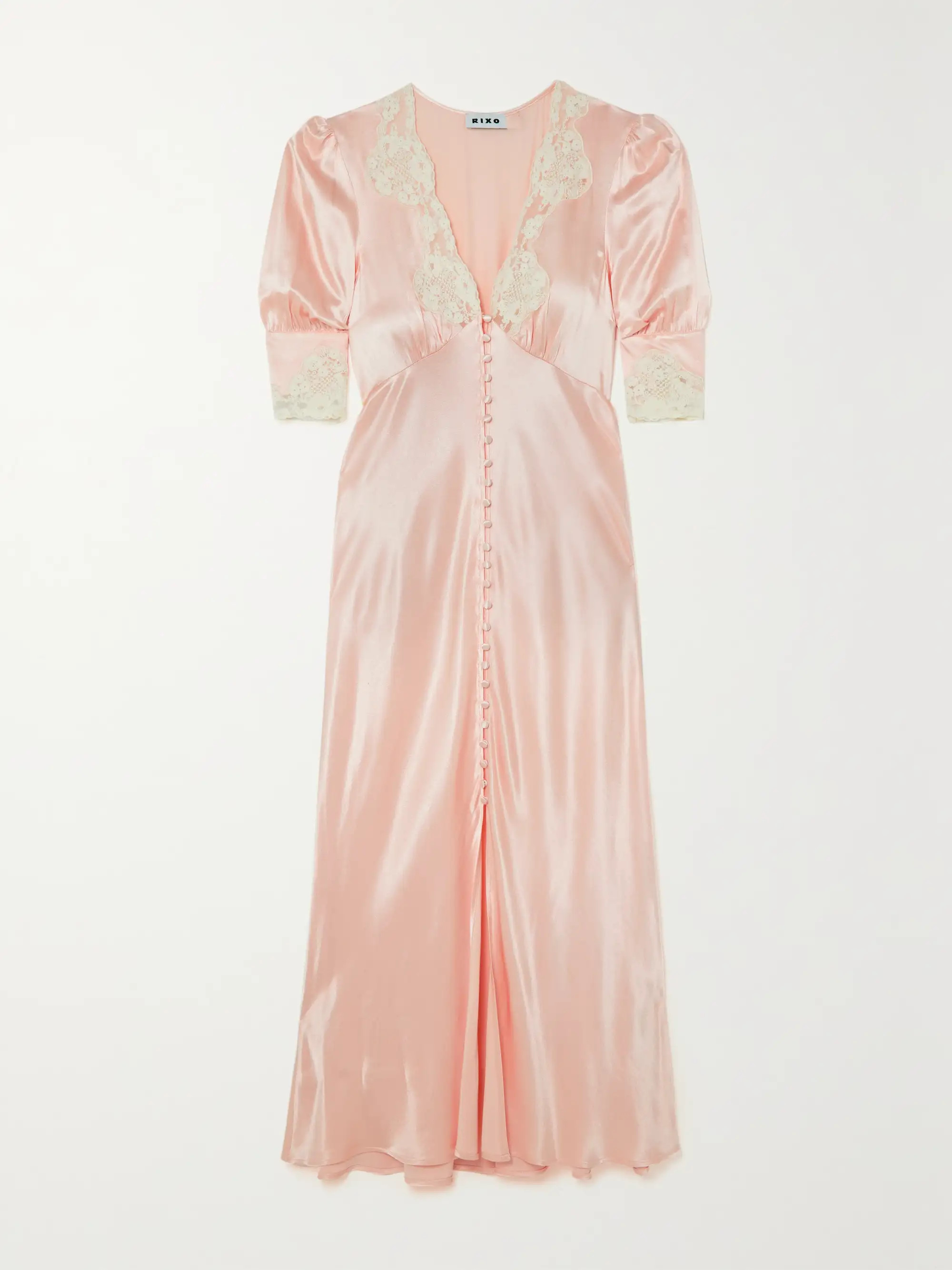 Simone cotton lace-trimmed satin midi dress | NET-A-PORTER (US)