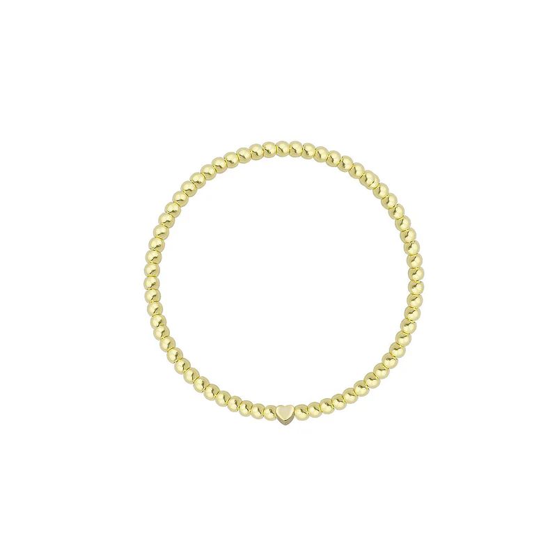 Tiny Heart on a Gold Beaded Bracelet | The Sis Kiss