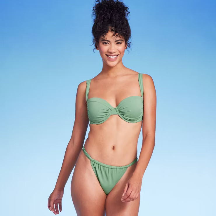 Women's Lightly Lined Shirred Underwire Bikini Top - Shade & Shore™ | Target