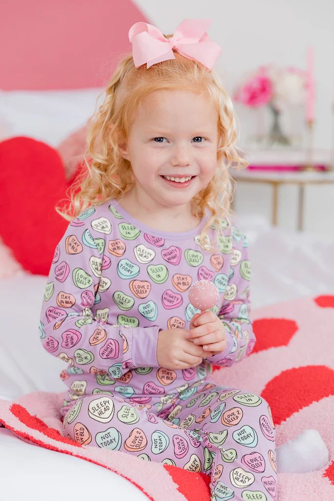 Sweetest Love Pastel Candy Heart Kid's PJ Set FINAL SALE | Pink Lily