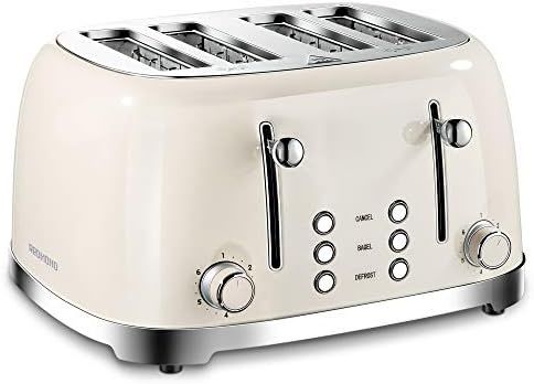 REDMOND 4 Slice Toaster Retro Stainless Steel Toasters with Bagel Defrost Cancel Function, 6 Brow... | Amazon (US)