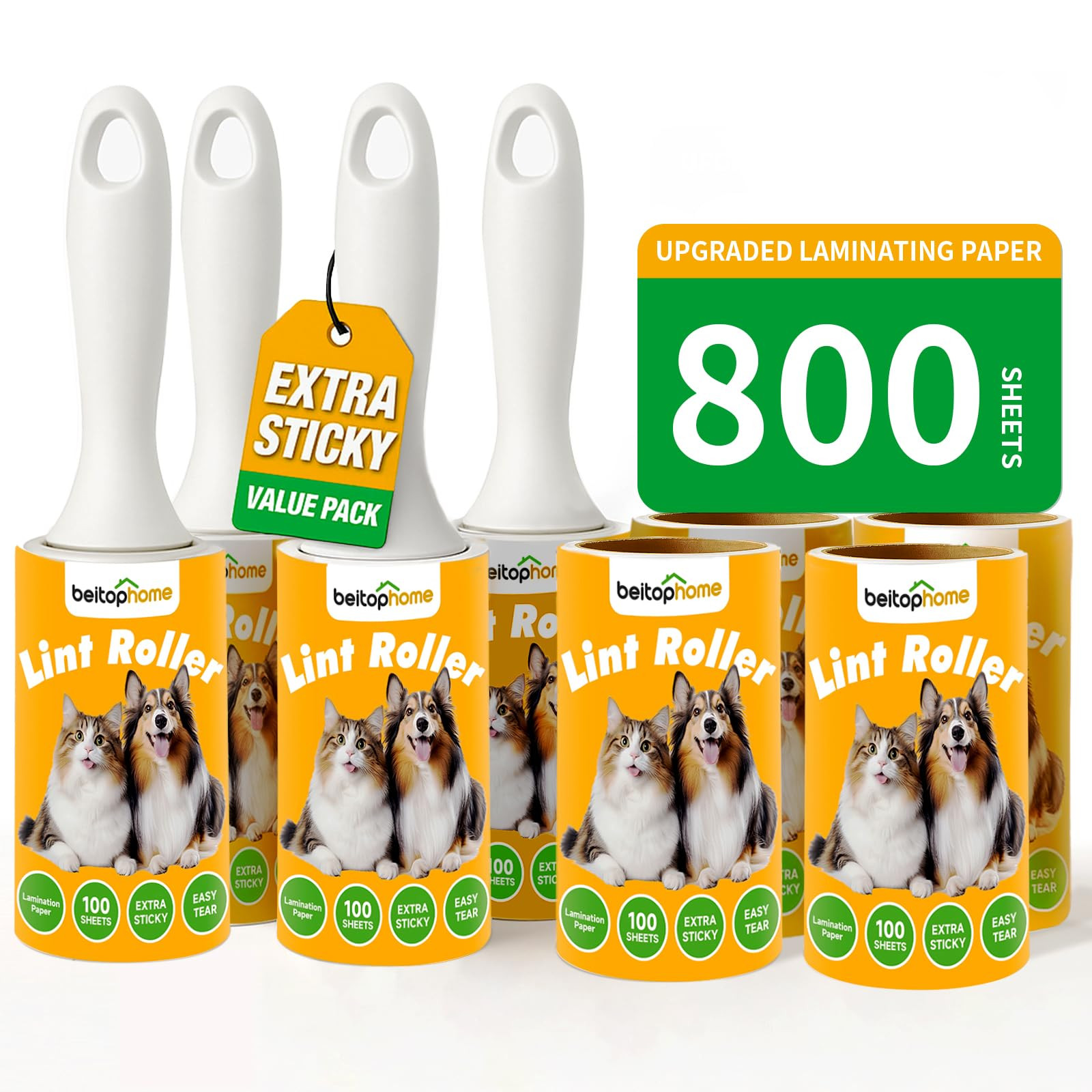 Lint Roller for Pet Hair Extra Sticky, 800 Sheets with 4 Durable Handles and Strong Paper Refills... | Amazon (US)