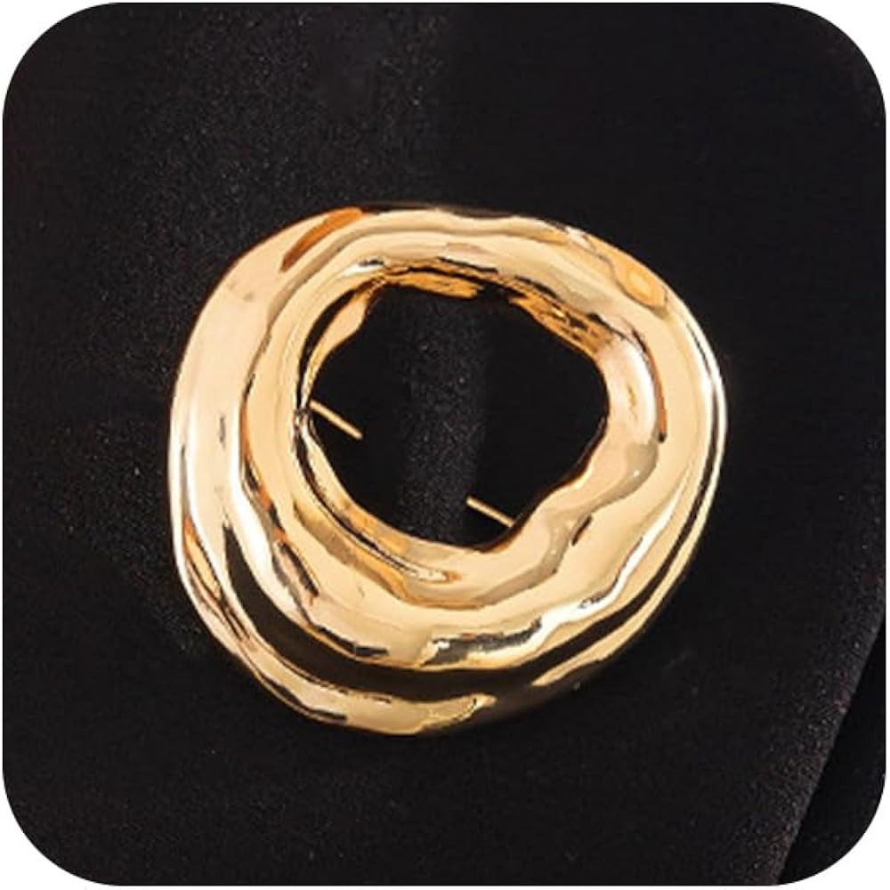 Funky Chunky Gold Hollow Brooches Pins for Women, Statement Silver Round Circle Oval Brooch Pin I... | Amazon (US)