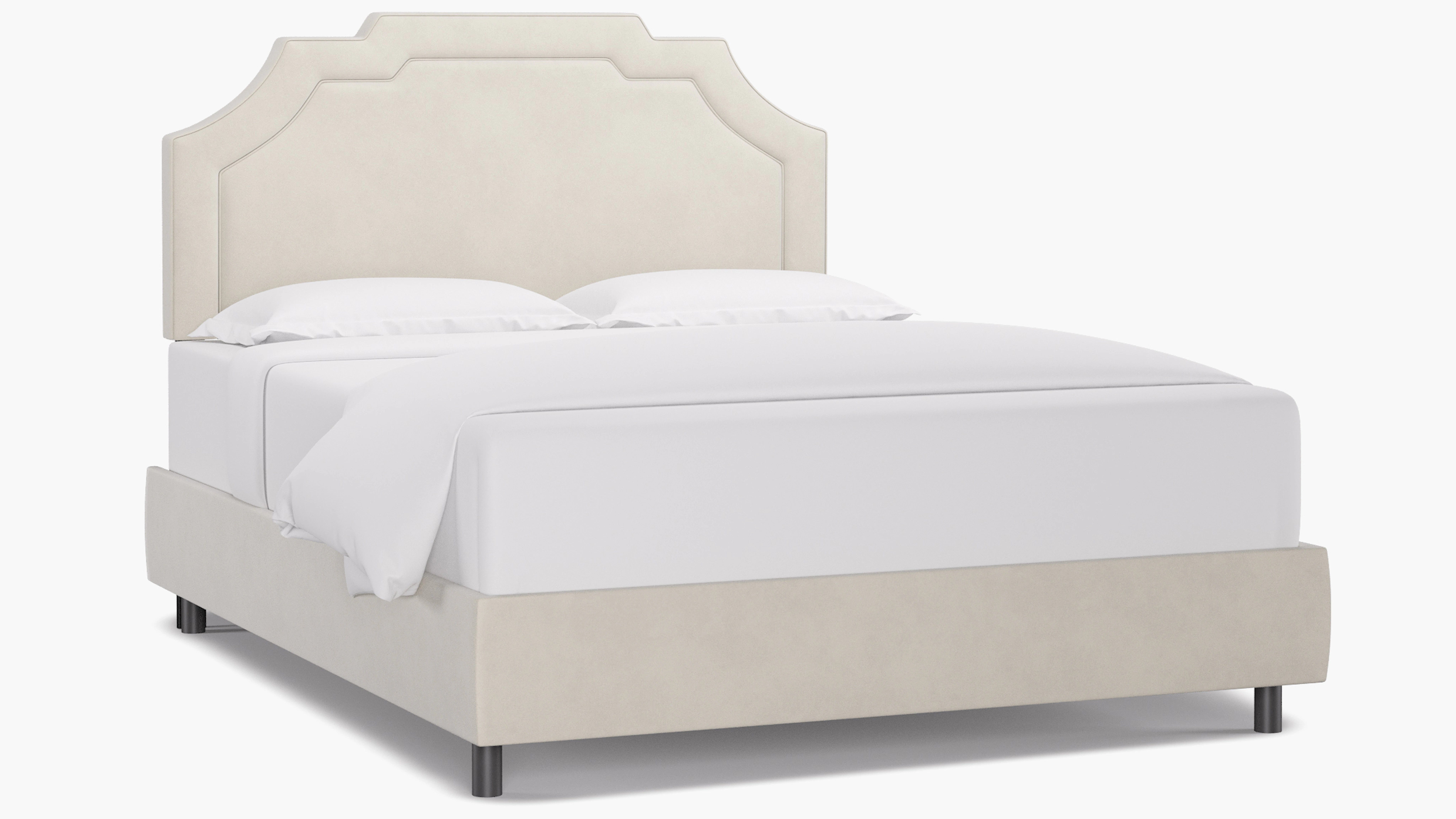 Art Deco Bed | Queen | White Velvet | The Inside