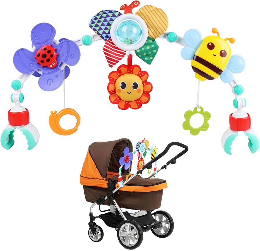 Baby Play Arch Crib Toy, Babies Pram Toys with Rattle, Foldable Hanging Arch Mobile Toys for Newb... | Amazon (UK)