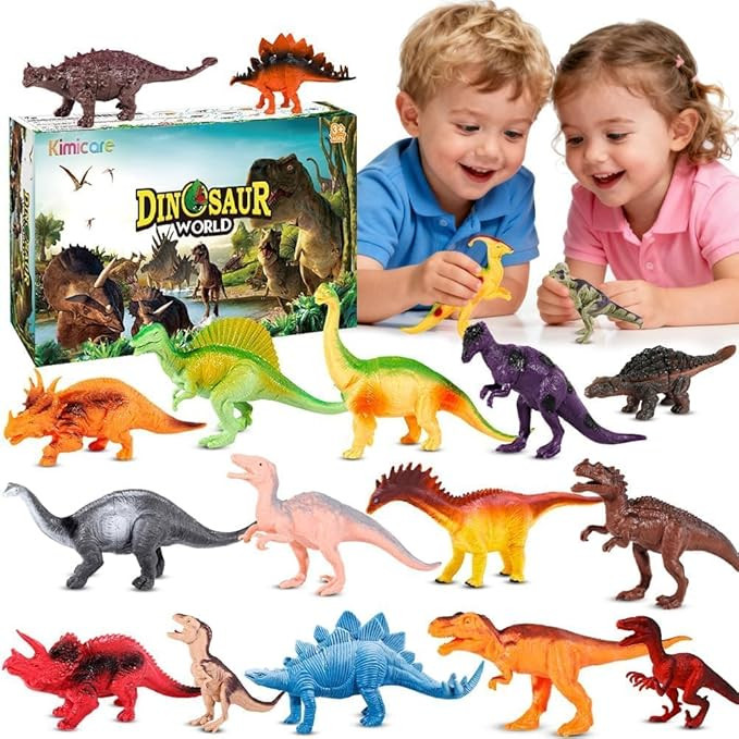 Kimicare Kids Dinosaur Figures Toys, 18 Pcs Plastic Dinosaur Toys for Kids 3-5, STEM Educational ... | Amazon (US)