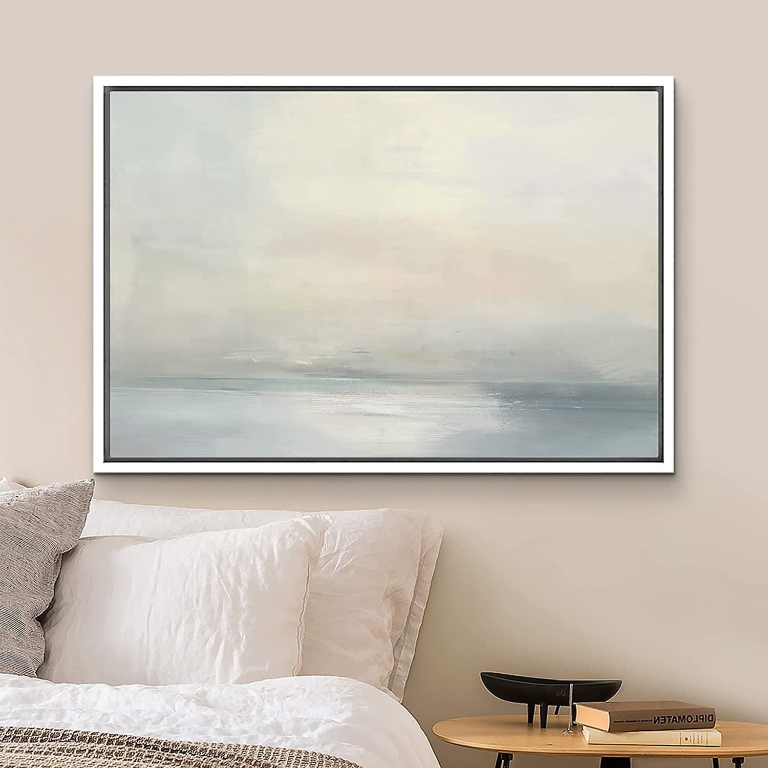 PixonSign Framed Canvas Print Wall Art Pastel Gray Blue Watercolor Sky Vista Abstract Shapes Illu... | Walmart (US)
