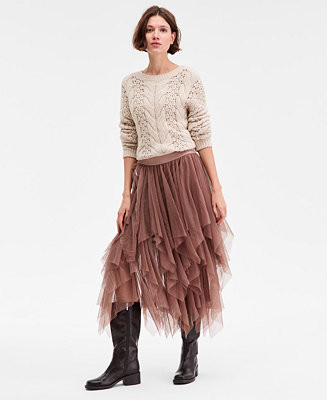 Women's Tiered Ruffle Mesh Skirt | Macy's