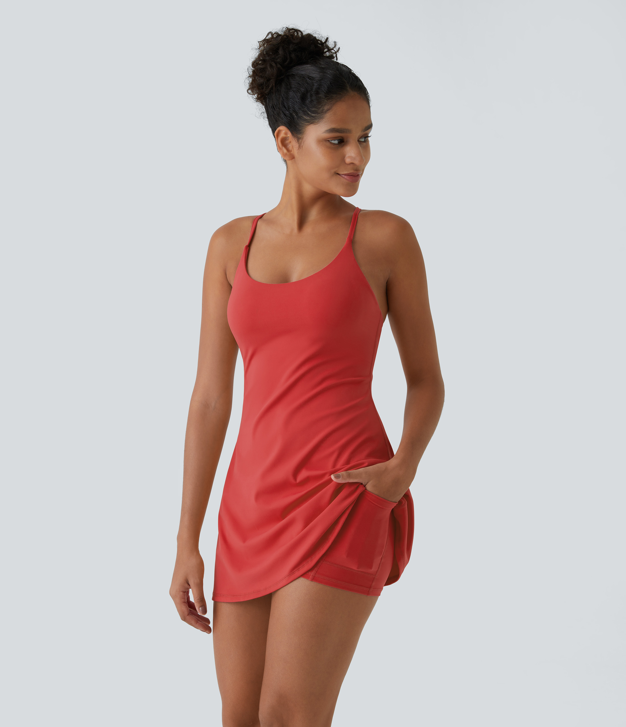 Halara Softlyzero™ Plush Backless Active Dress-Easy Peezy Edition Workout Dress - Poinsettia - S | HALARA