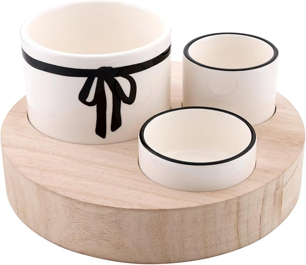 Santa Barbara Design Studio Ceramic Dipping Bowls in Wood Base Serving Bowls for Dips, Sauces, Co... | Amazon (US)