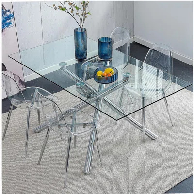 Modern minimalist transparent dining chair, plastic chair, armless crystal chair, Scandinavian creative makeup stool, negotiation chair, legs | Wayfair North America