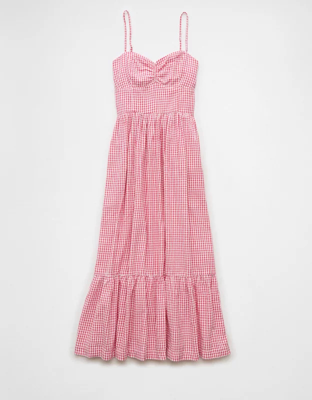 AE Sweetheart Gingham Midi Dress | American Eagle Outfitters (US & CA)