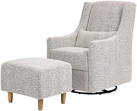 Babyletto Toco Upholstered Swivel Glider and Stationary Ottoman in Black White Boucle, Greenguard Go | Amazon (US)