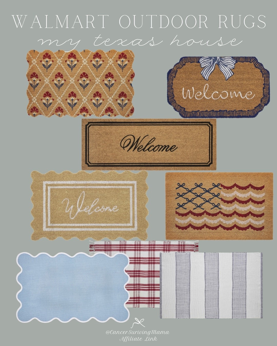 Just released Walmart My Texas House rugs are giving all the American summer porch vibes 🇺🇸 perfect for summer hosting, front porch styling, and layered doormats that feel festive. These outdoor rugs & doormats are HUGE and selling out quick! 

walmart home decor | my texas house rugs | American decor | patriotic home decor | memorial day decor | summer porch decor | red white and blue decor | outdoor rugs walmart | front porch styling | layered doormats | entryway decor | coastal style | affordable rugs | porch refresh ideas | summer home decor | budget home finds

#LTKdayinmylife #LTKSeasonal #LTKHome