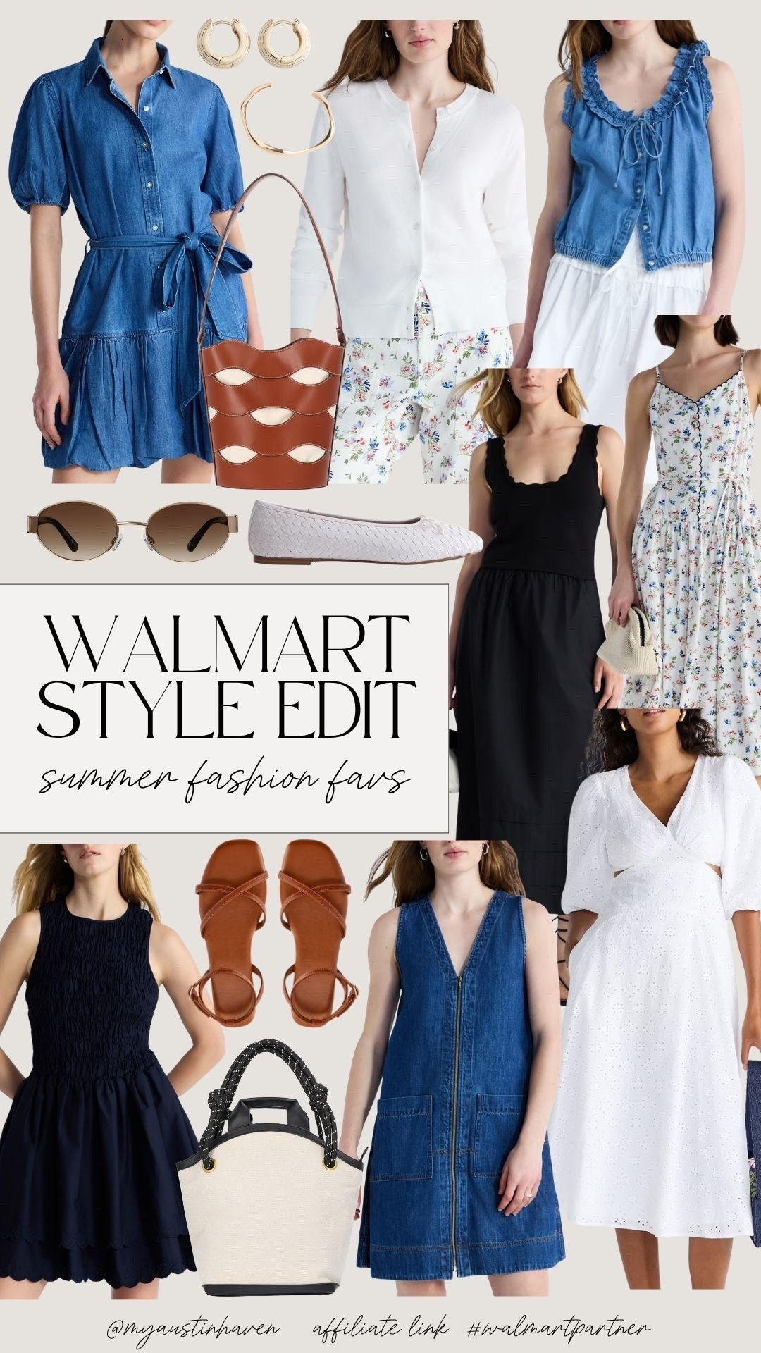 Walmart summer fashion favorites with easy dresses, denim details and accessories for warm-weather outfits. 🌴☀️🤍 #WalmartPartner

Walmart fashion, Walmart style, summer fashion, summer outfit, summer dress, denim dress, denim vest, white dress, black dress, navy dress, floral dress, eyelet dress, smocked dress, cardigan, woven flats, summer sandals, white flats, bucket bag, shoulder bag, sunglasses, gold earrings, gold bracelet, casual outfit, warm weather style, affordable fashion.

#LTKMidsize #LTKootd #LTKgrwm