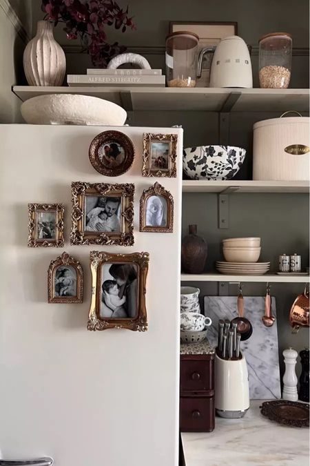 Magnetic frames, vintage inspired frames, nyc kitchen decor, vintage kitchen decor, floating shelves 

#LTKfamily #LTKhome