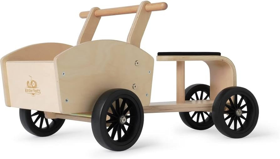 Kinderfeets Cargo Bike Children's Wooden 4-Wheel Push Bike with Large Cargo Storage Crate | Amazon (US)