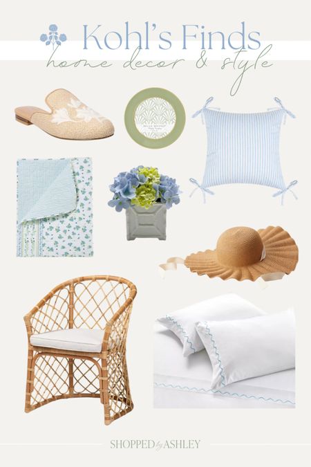 Cute home decor & style finds from Kohls! 

Coastal grandmother, Grandmillennial, coastal Grandmillennial, blue and white, blue and green, hydrangeas, scallop, rattan 

#LTKhome #LTKstyletip