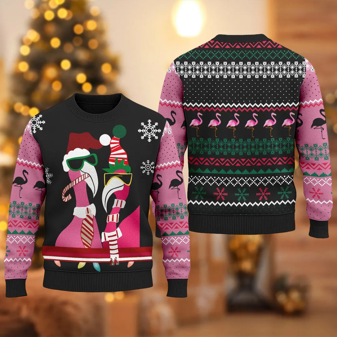 Candy Cane Flamingo Christmas Ugly Sweater, Animal Lovers Ugly Christmas Sweater, Xmas Sweatshirt... | Etsy (US)