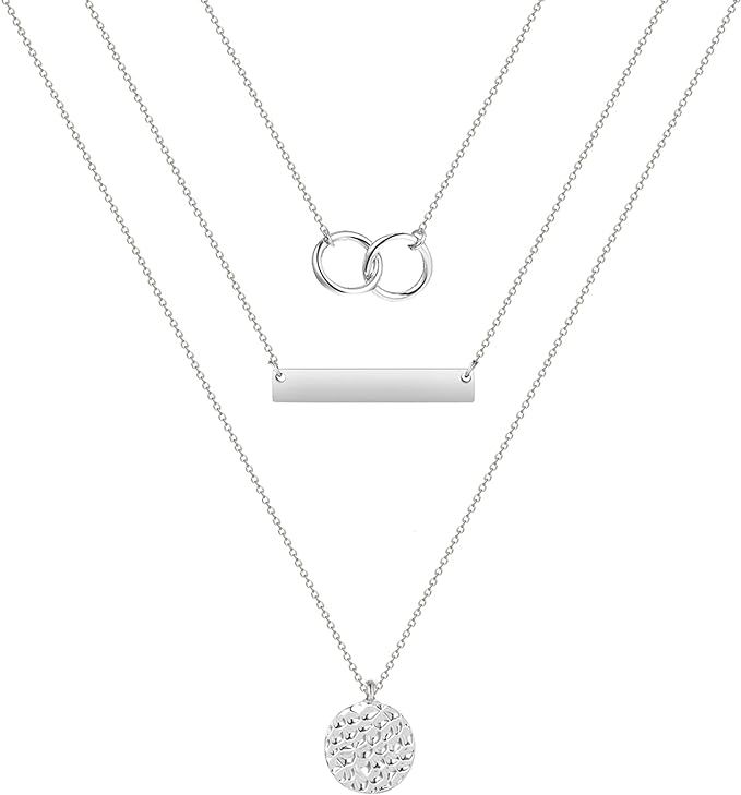 Amazon.com: YANCHUN Layered Necklace for Women Girls Silver Layering Necklace Choker (4:Layer cir... | Amazon (US)