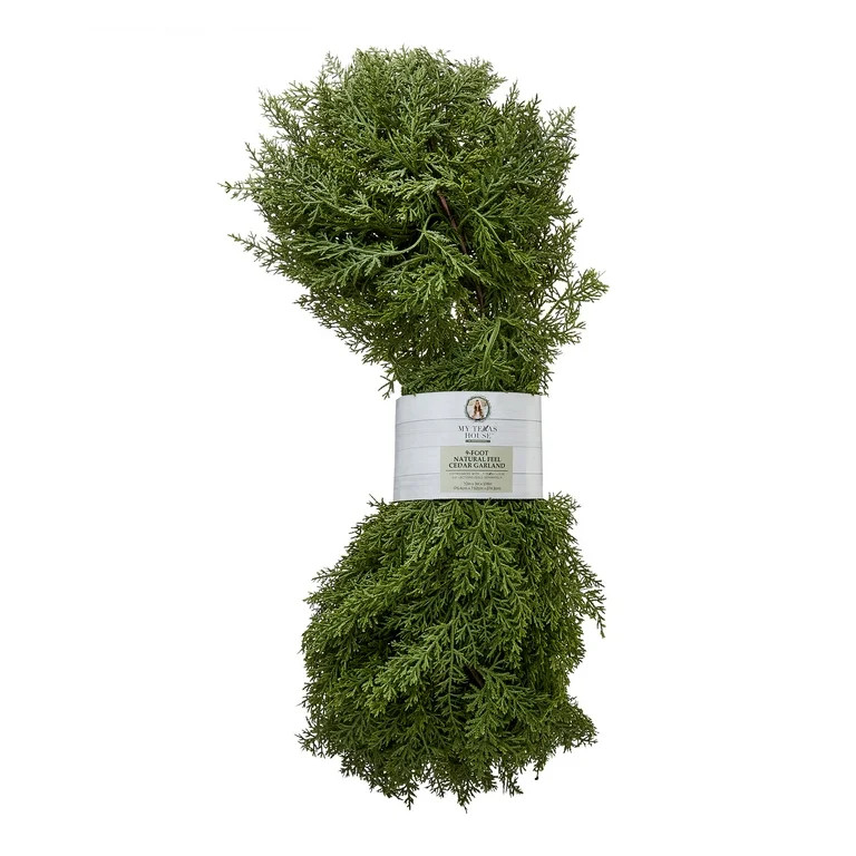 My Texas House Unlit Real-touch Cedar Evergreen Artificial Christmas Garland, Green, 9 ft | Walmart (US)