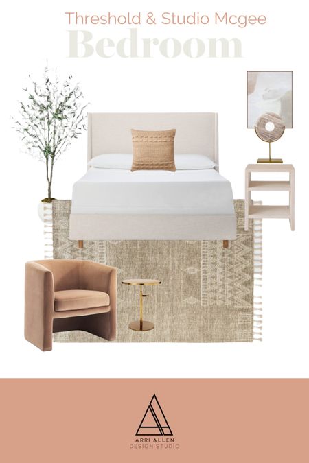 Threshold with Studio McGee Bedroom Styleboard Sleigh Bed Frame | Pillows | Lounge Chair | Night Stand | Side Table | Home Decor | Rug | Faux Plant

#LTKhome #LTKSeasonal #LTKFind