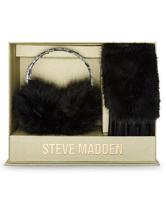 Steve Madden Women's 2-Piece Snake Band Earmuff and Gloves Gift Set - Macy's | Macy's