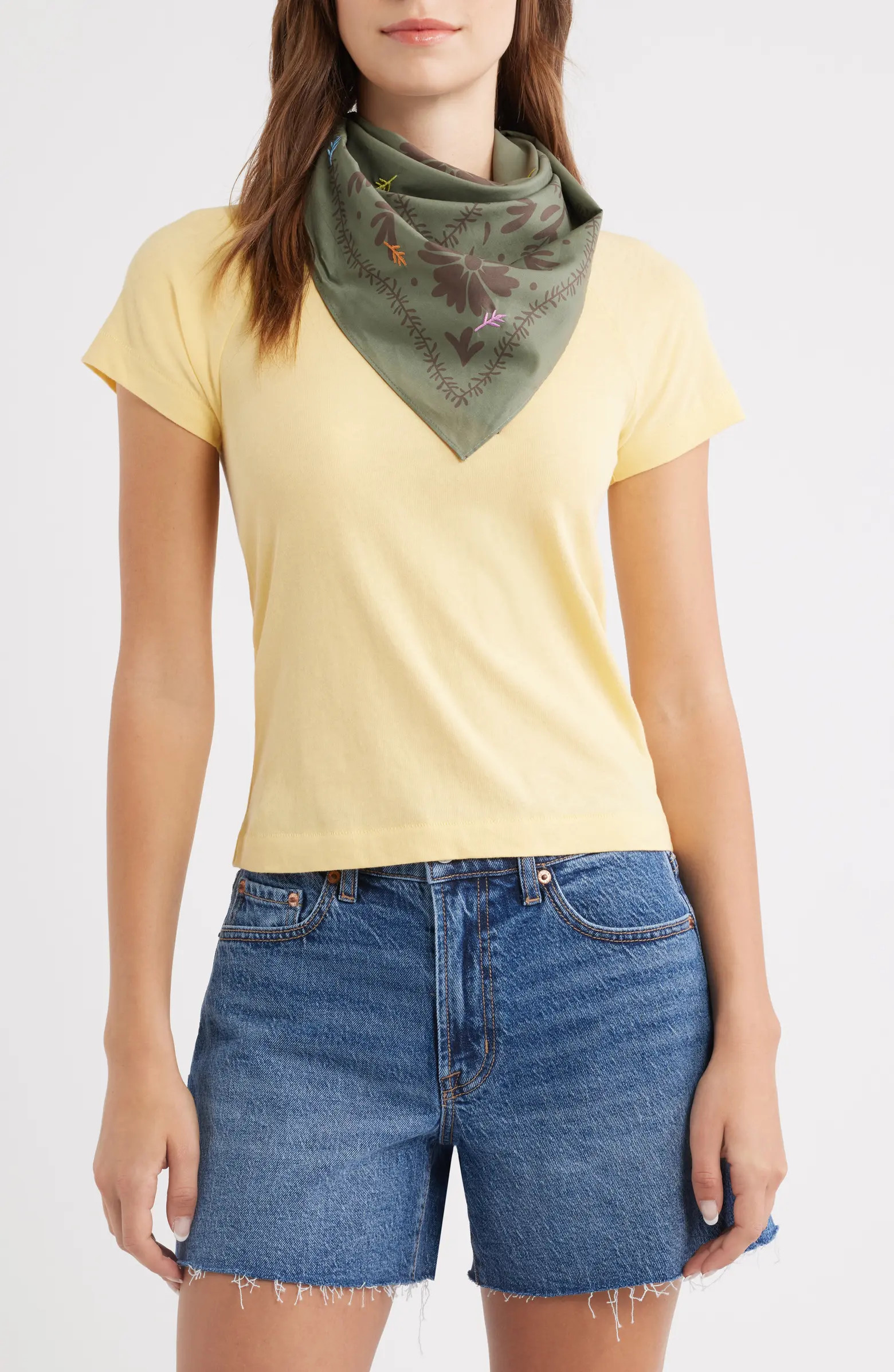 Floral Embroidered Square Bandana | Nordstrom