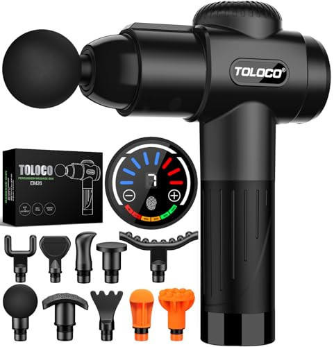 TOLOCO Massage Gun, Deep Tissue Back Massage for Athletes for Pain Relief, Percussion Massager with 10 Massages Heads & Silent Brushless Motor, Christmas Gifts for Women, Men, Black | Amazon (US)