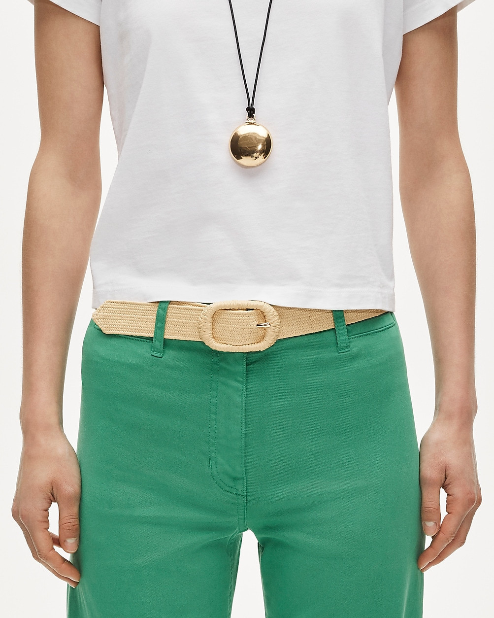 Oval buckle belt in faux raffia | J. Crew US