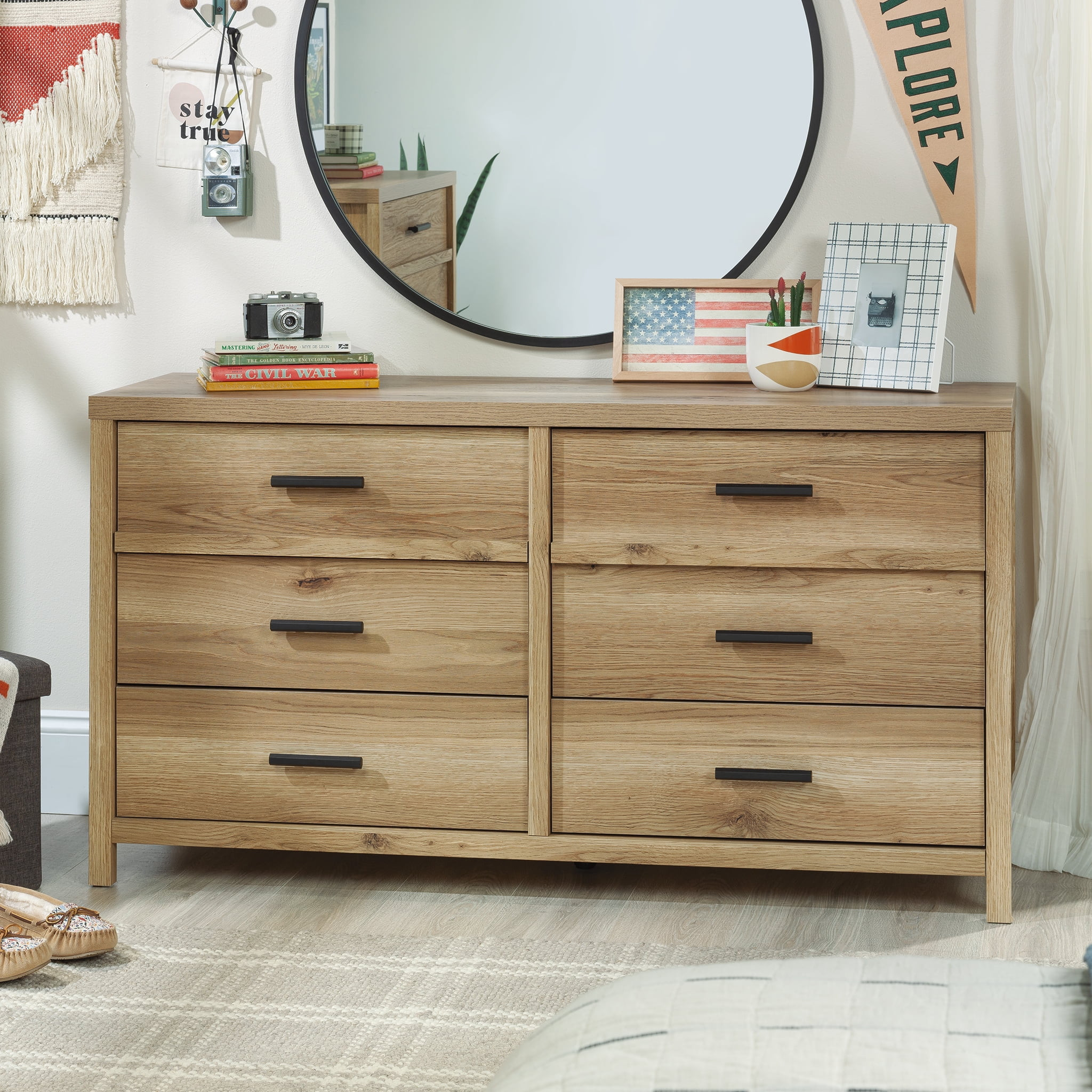 Erie Collection by Sauder 6-Drawer Bedroom Dresser, Timber Oak Finish | Walmart (US)