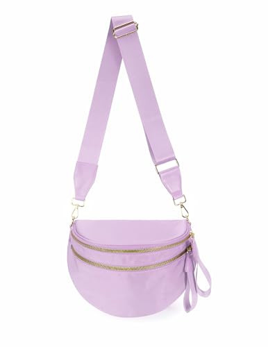 FEIBOON Spacious Nylon Crossbody Bag Bum Bag Handbags Wallets Purses Trendy Shoulder Bag for Women (Light purple) | Amazon (US)