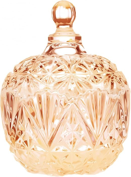 950ml / 33oz Large Glass Covered Candy Dish with Lid, Clear Amber Cookie Bowls with Lid, Covered ... | Amazon (US)