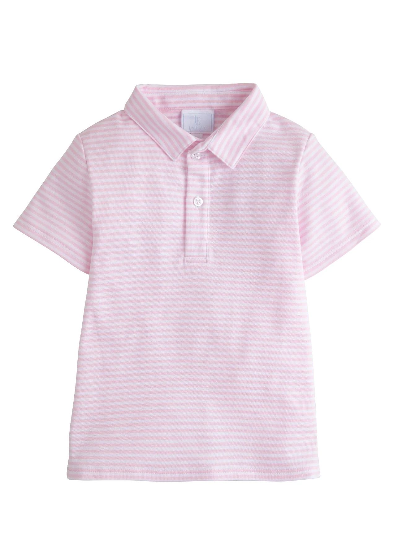 Short Sleeve Striped Polo - Light Pink | Little English