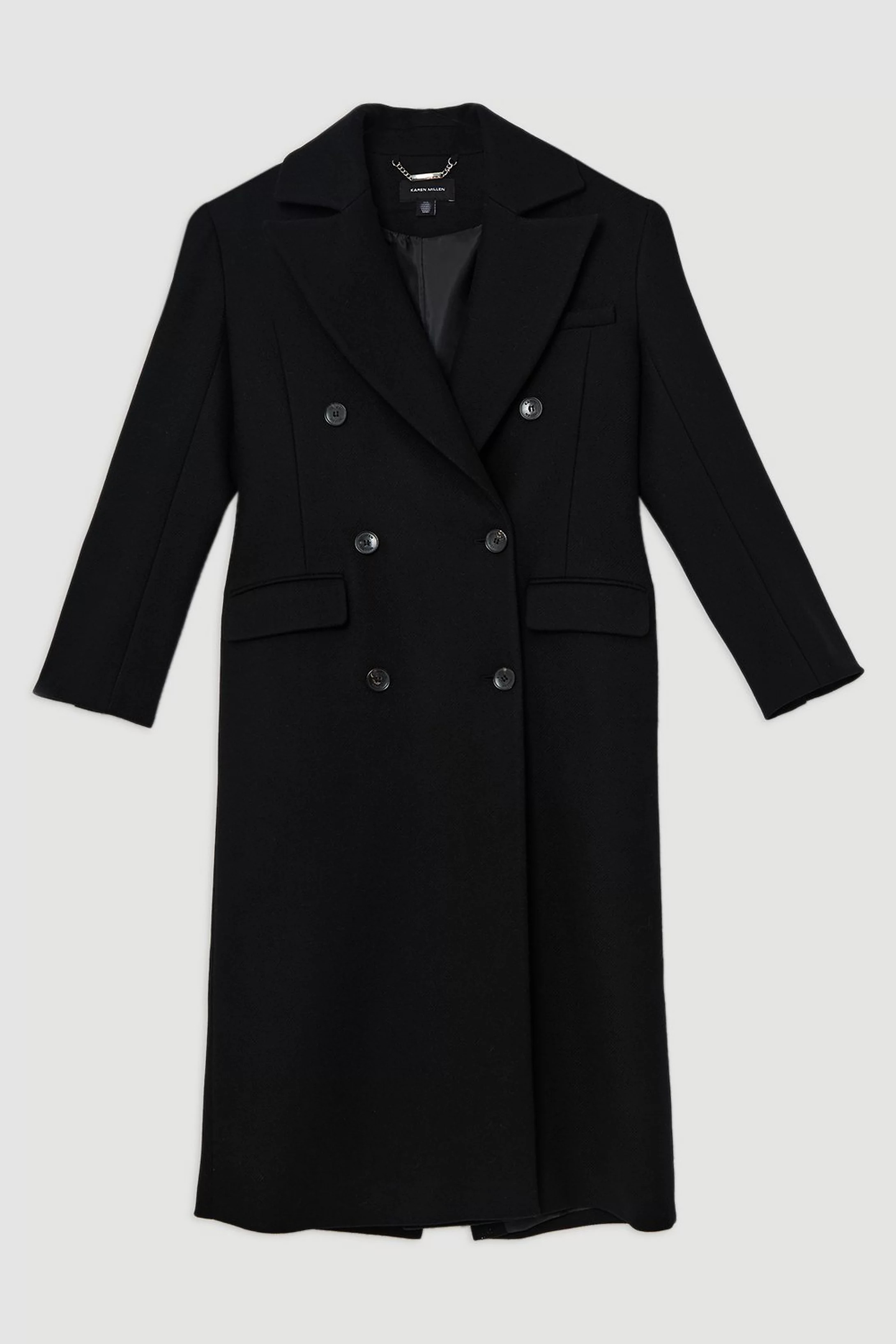 Italian Wool Strong Shoulder Anti Fit Maxi Coat | Karen Millen UK + IE + DE + NL