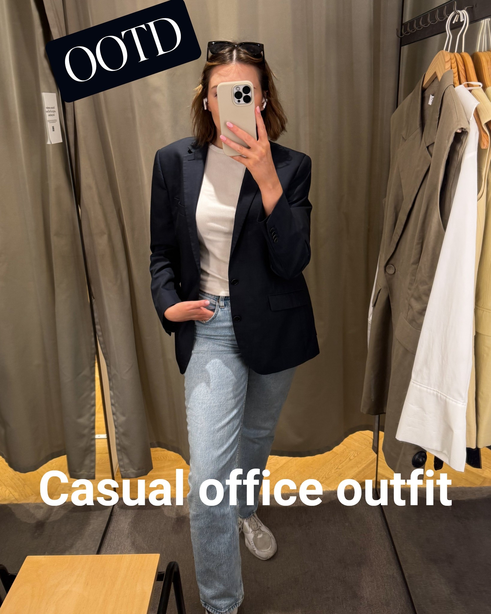 easy wearable spring office outfit ideas for casual office days 

Denim and oversized blazer, new balance, Abercrombie jeans 

#LTKuk #LTKspring #LTKAprilSpotlight
