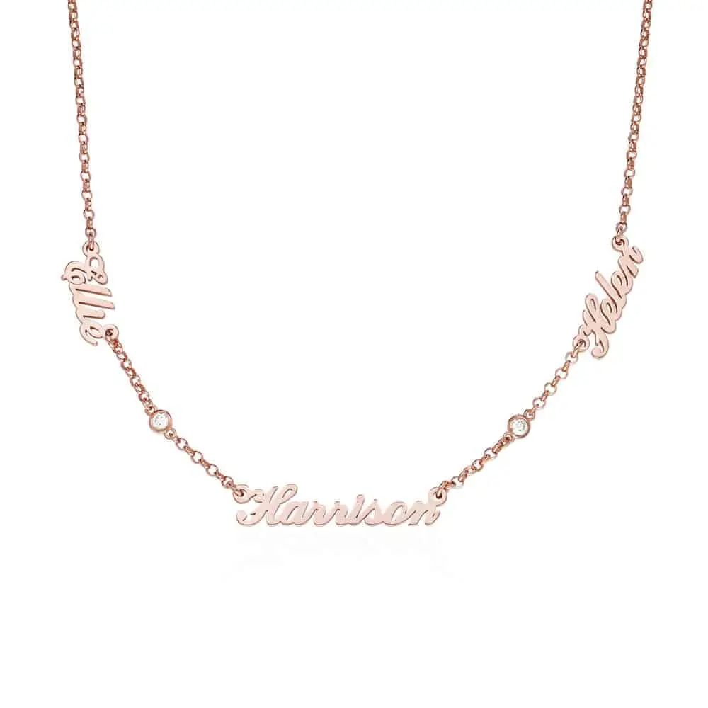 Heritage Lab Grown Diamond Multiple Name Necklace in 18K Rose Gold Plating | MYKA