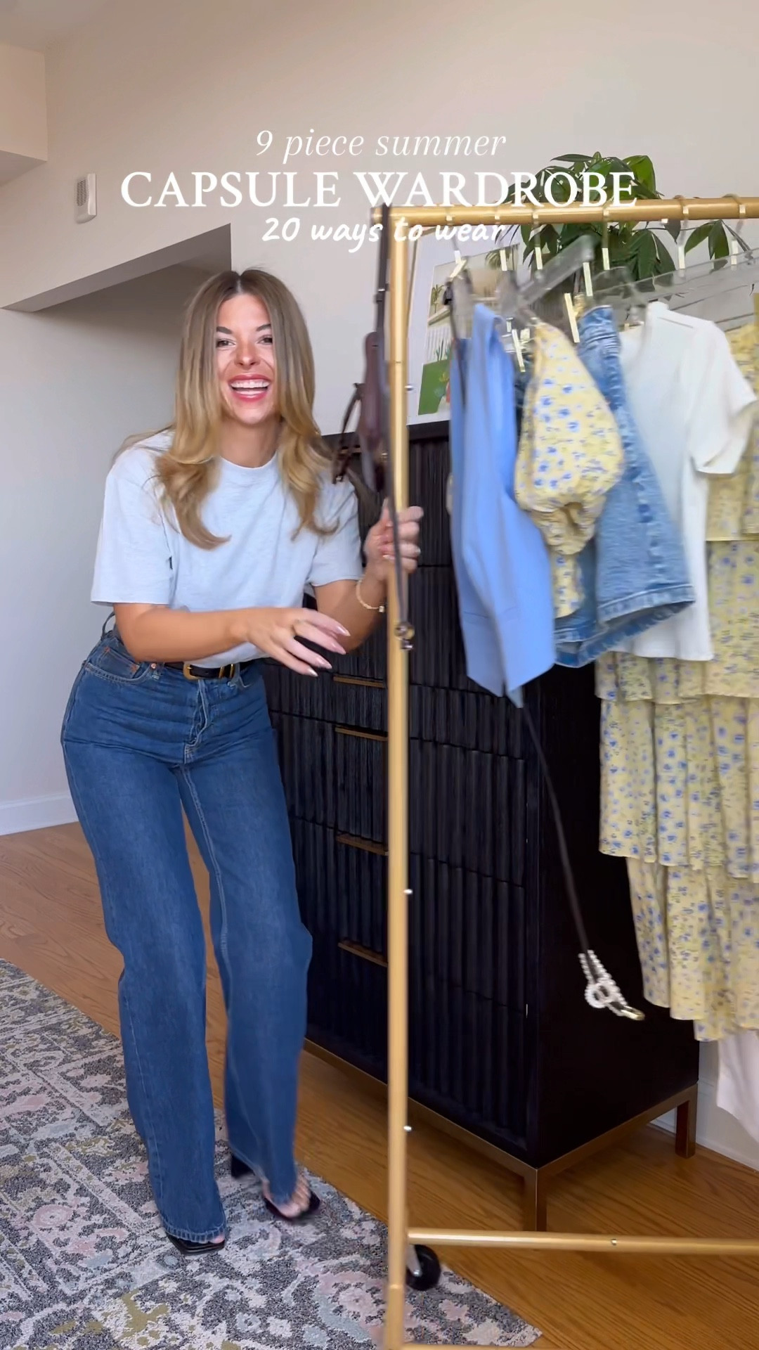 capsule wardrobe outfits! floral yellow, matching set tiered skirt and puff sleeve top Italy, vacation outfits wearing my usual smalls/ 26 white linen pants: 26 long i'm 5'4" electric picks: use code emerson20

#LTKfindsunder50 #LTKfindsunder100 #LTKstyletip