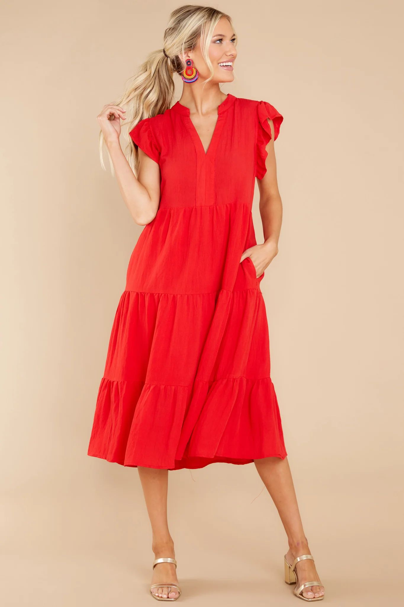 Meaningful Ways Red Midi Dress (BACKORDER JANUARY 2022) | Red Dress 