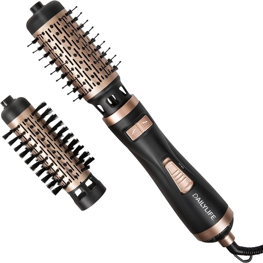 DAILYLIFE Blow Dryer Brush, Rotating Hair Dryer Brush with 2 Brushes (1.5" & 2"), 4-in-1 Hot Air ... | Amazon (US)